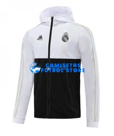 Cortavientos Real Madrid 2023/2024 Con Capucha Blanco/Negro