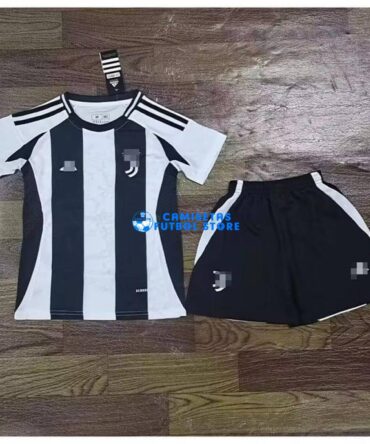 Camiseta Juventus 2024/2025 Negro/Blanco Niño Kit