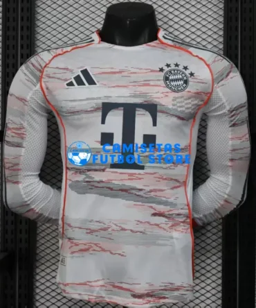 Camiseta Bayern Múnich 2ª Equipación 2025/2026 ML Blanco (EDICIÓN JUGADOR)