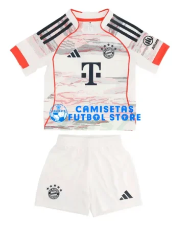 Camiseta Bayern Múnich 2ª Equipación 2025/2026 Blanco Niño Kit