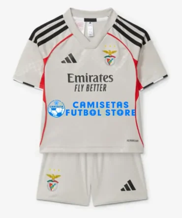 Camiseta Benfica 2ª Equipación 2025/2026 Gris Niño Kit