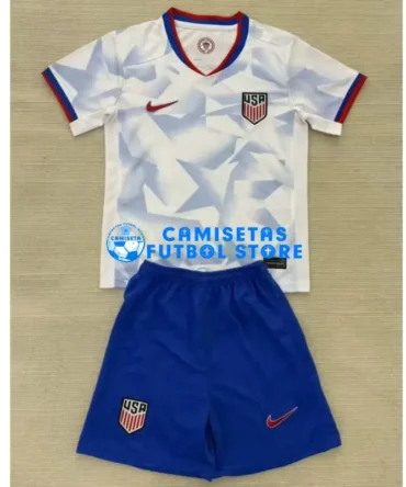 Camiseta EE.UU. 1ª Equipación 2025 Blanco Niño Kit
