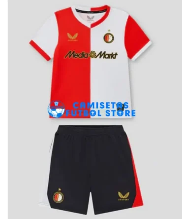 Camiseta Feyenoord 1ª Equipación 2025/2026 Rojo/Blanco Niño Kit