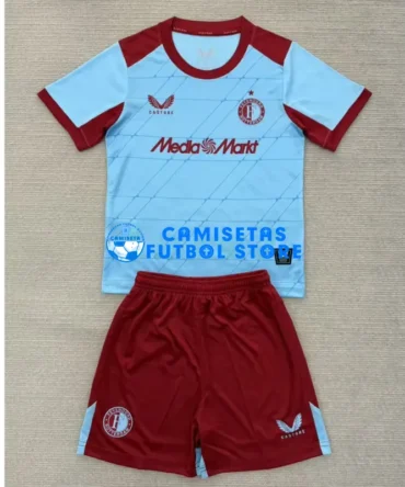 Camiseta Feyenoord 3ª Equipación 2025/2026 Azul Cielo/Rojo Niño Kit