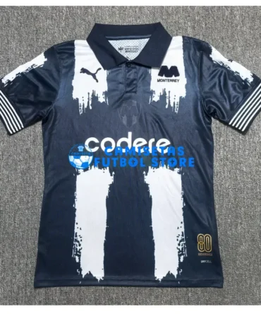 Camiseta Monterrey 80 Aniversario Edición 2025/2026 Azul Marino/Blanco